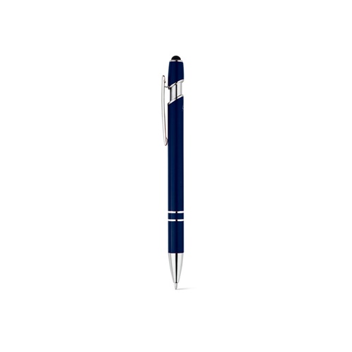 azul marino NEIL. Bolígrafo con cuerpo de aluminio reciclado (100% rAL) y puntero táctil
