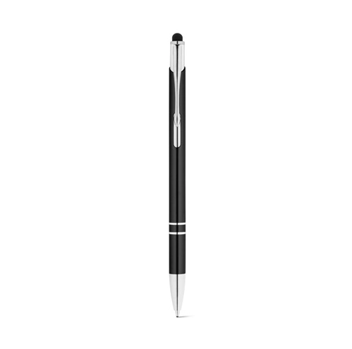 black GALBA. Bolígrafo de aluminio con punta táctil y clip