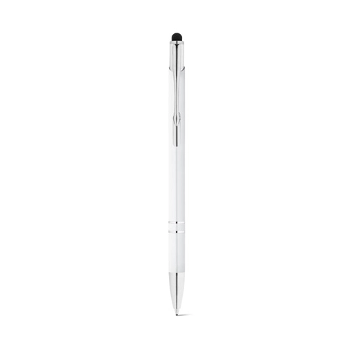 white GALBA. Bolígrafo de aluminio con punta táctil y clip