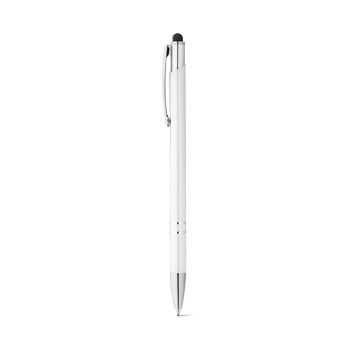 white GALBA. Bolígrafo de aluminio con punta táctil y clip