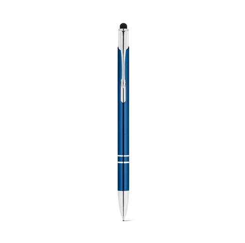 azul royal GALBA. Bolígrafo de aluminio con punta táctil y clip