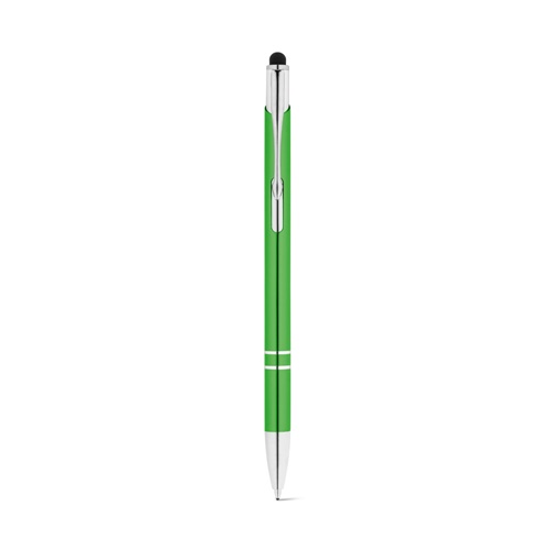 verde claro GALBA. Bolígrafo de aluminio con punta táctil y clip