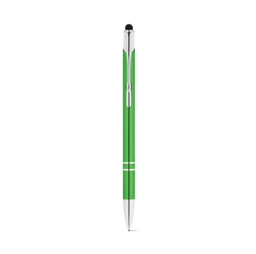 verde claro GALBA. Bolígrafo de aluminio con punta táctil y clip