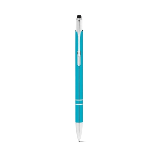 azul claro GALBA. Bolígrafo de aluminio con punta táctil y clip