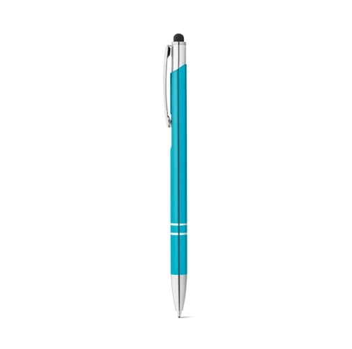 azul claro GALBA. Bolígrafo de aluminio con punta táctil y clip