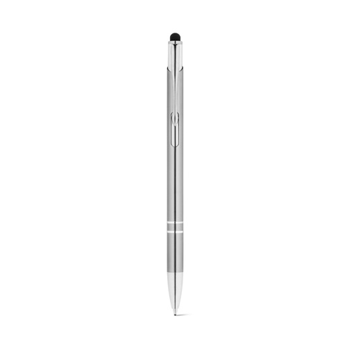 cromado satinado GALBA. Bolígrafo de aluminio con punta táctil y clip