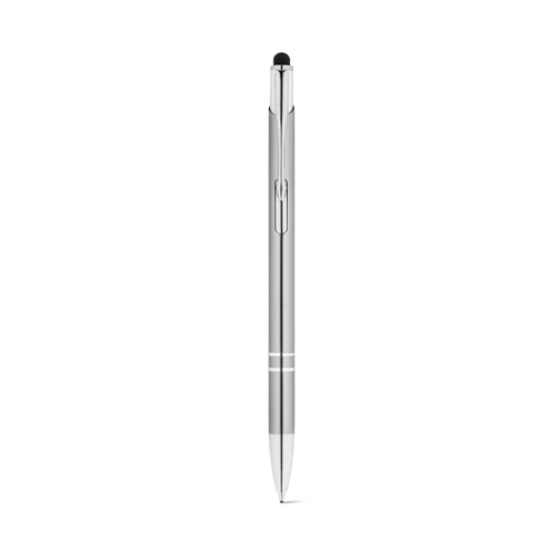 cromado satinado GALBA. Bolígrafo de aluminio con punta táctil y clip