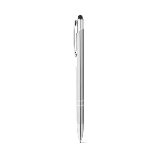 cromado satinado GALBA. Bolígrafo de aluminio con punta táctil y clip