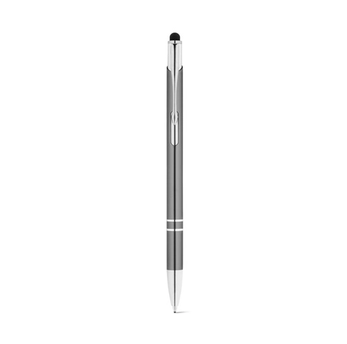 gun metal GALBA. Bolígrafo de aluminio con punta táctil y clip