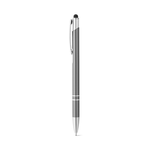gun metal GALBA. Bolígrafo de aluminio con punta táctil y clip
