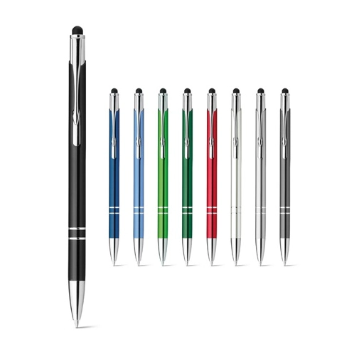 GALBA. Bolígrafo de aluminio con punta táctil y clip