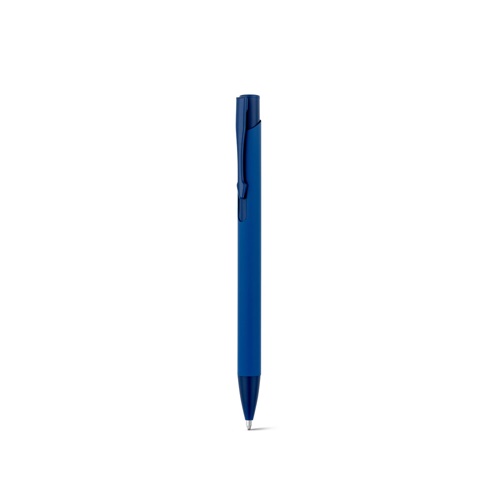 blue CLINT. Bolígrafo de aluminio reciclado (100% rAL) con acabado de goma