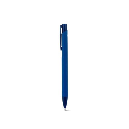 blue CLINT. Bolígrafo de aluminio reciclado (100% rAL) con acabado de goma