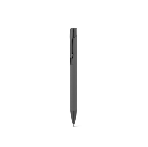 gray CLINT. Bolígrafo de aluminio reciclado (100% rAL) con acabado de goma