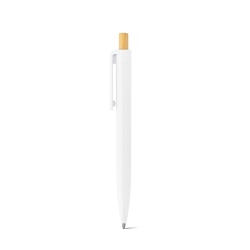 white ZARA. Bolígrafo de ABS reciclado (100% rABS) con botón de bambú
