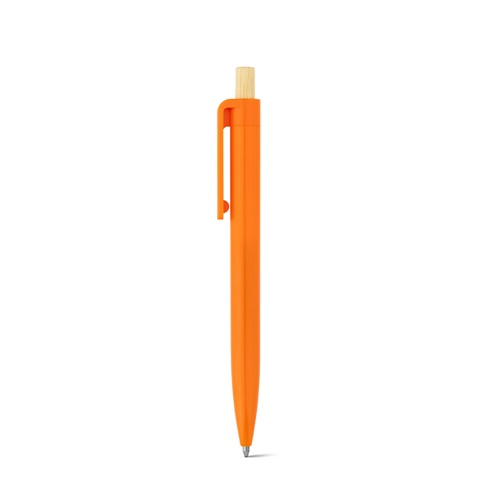 orange ZARA. Bolígrafo de ABS reciclado (100% rABS) con botón de bambú