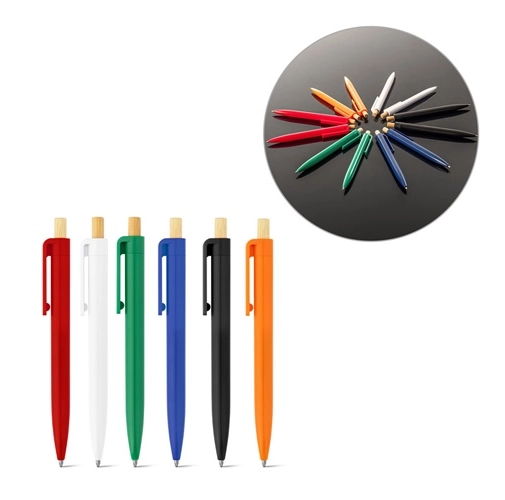 ZARA. Bolígrafo de ABS reciclado (100% rABS) con botón de bambú