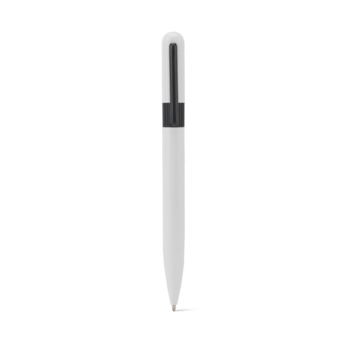 white ELSIE ROUND. Bolígrafo metálico (60% reciclado) con diseño redondeado