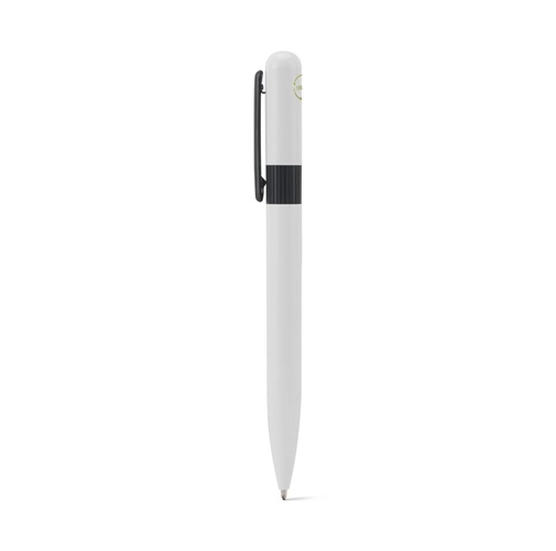 white ELSIE ROUND. Bolígrafo metálico (60% reciclado) con diseño redondeado