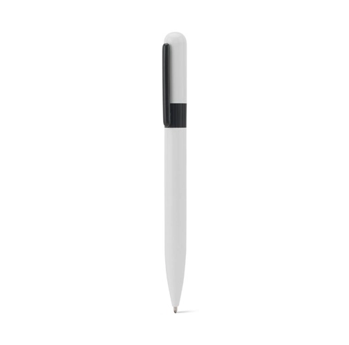 white ELSIE ROUND. Bolígrafo metálico (60% reciclado) con diseño redondeado