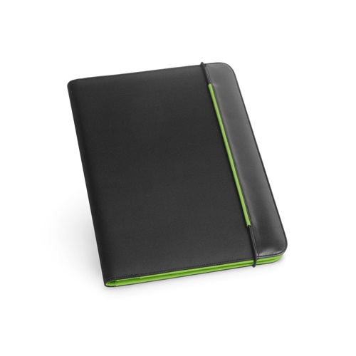 verde claro FITZGERALD. Portafolios A4 en PU y 800D con bloc de páginas rayadas