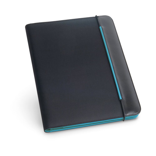 azul claro FITZGERALD. Portafolios A4 en PU y 800D con bloc de páginas rayadas
