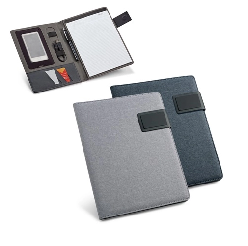 PYNCHON. Portafolios A5 en imitación lino y PU con bloc de páginas rayadas