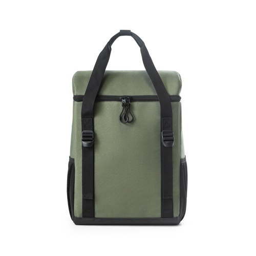 verde oscuro ROMA L. Mochila térmica acolchada en poliéster reciclado 600D ripstop 16 L