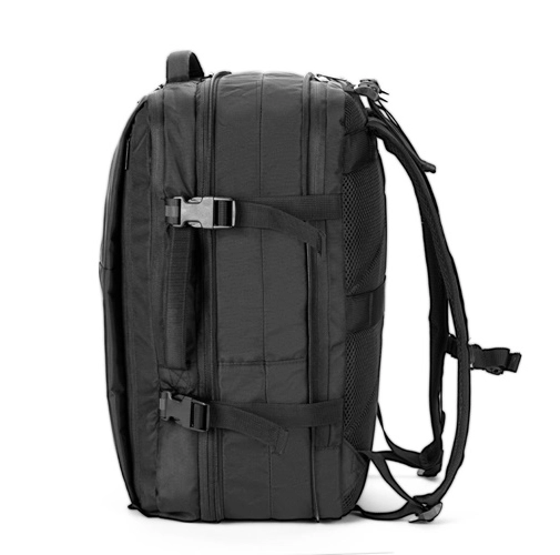 black DALLAS. Mochila de viaje de poliéster reciclado de alta densidad 600D para portátil de 17.3\