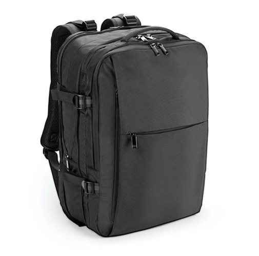 black DALLAS. Mochila de viaje de poliéster reciclado de alta densidad 600D para portátil de 17.3\