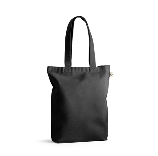 black MERIDA. Bolsa de algodón (50%), algodón reciclado (30%) y poliéster (20% rPET) (220 g/m²)