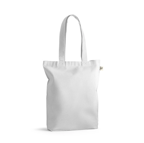 white MERIDA. Bolsa de algodón (50%), algodón reciclado (30%) y poliéster (20% rPET) (220 g/m²)