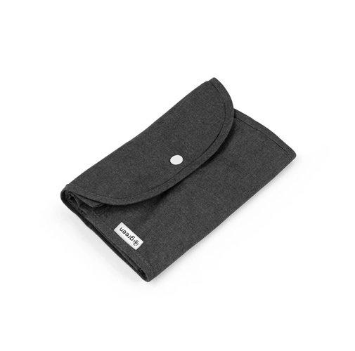 black SIENA. Bolsa plegable de algodón (50%), algodón reciclado (30%) y poliéster (20% rPET) (140 g/m²)