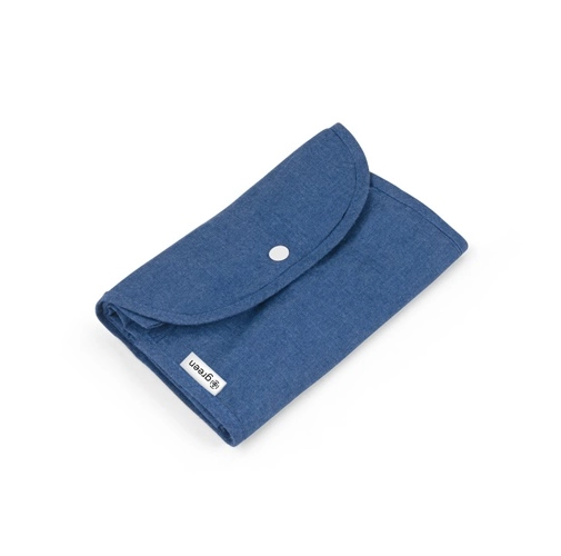 blue SIENA. Bolsa plegable de algodón (50%), algodón reciclado (30%) y poliéster (20% rPET) (140 g/m²)