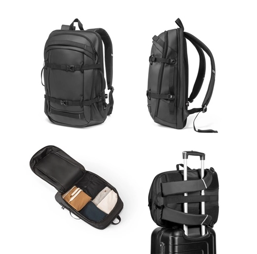 KAMPALA. Mochila para portátil en poliéster reciclado de alta densidad 900D, con revestimiento resistente al agua y forro de poliéster reciclado 210D 17\'3\