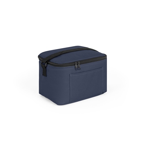 blue CANCUN. Bolsa térmica de poliéster reciclado 600D con correa de cincha ajustable