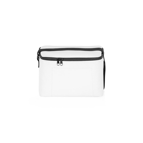 white CANCUN. Bolsa térmica de poliéster reciclado 600D con correa de cincha ajustable