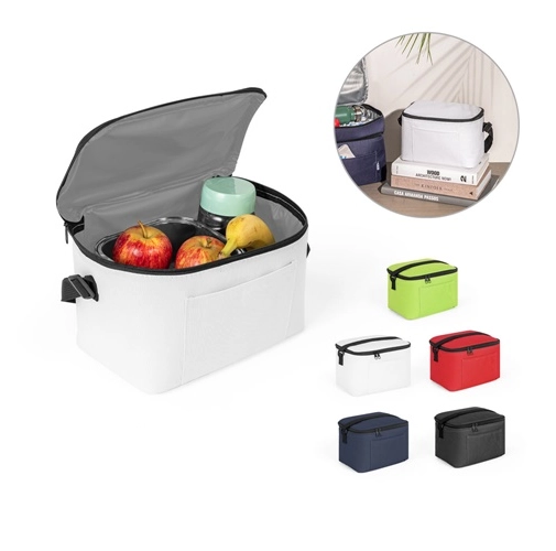 CANCUN. Bolsa térmica de poliéster reciclado 600D con correa de cincha ajustable 7 L