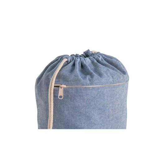 blue CHANCERY. Bolsa de cordón de algodón reciclado (70%), poliéster (30% rPET) (140 g/m²)