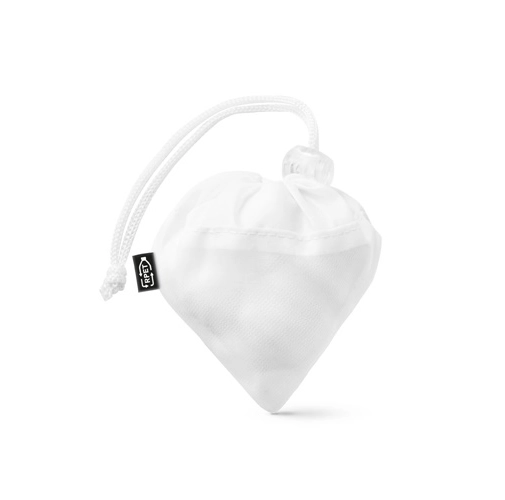 white BOLZANO. Bolsa plegable fabricada en malla y poliéster reciclado 190T (100% rPET)
