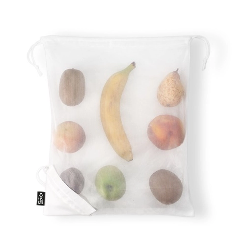 white BOLZANO. Bolsa plegable fabricada en malla y poliéster reciclado 190T (100% rPET)