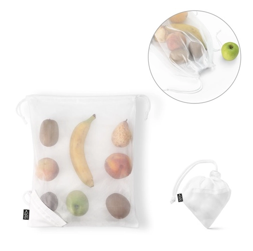 BOLZANO. BOLSA PLEGABLE FABRICADA EN MALLA Y POLIÉSTER RECICLADO 190T (100% RPET)