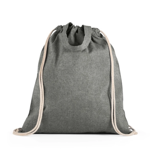 black RISSANI. Mochila con algodón reciclado (70%) y poliéster (30% rPET) (140 g/m²)