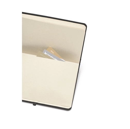 black MATISSE. Bloc de notas tamaño A5 con tapa rígida de piel (70% reciclada) de 70% piel reciclada