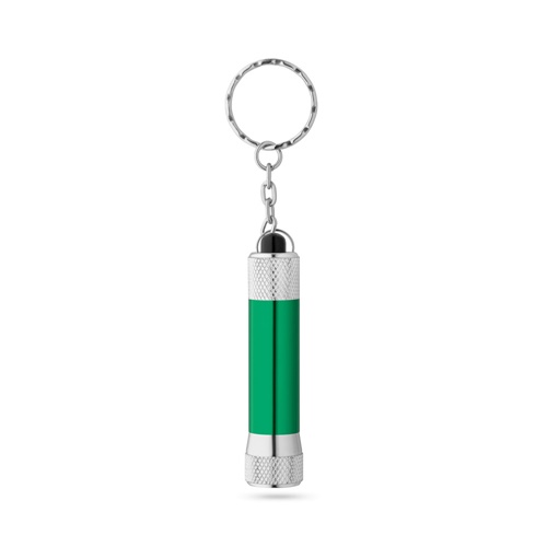 green LERGAN. Llavero de aluminio con linterna de 3 LED