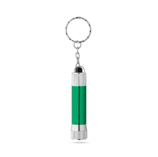 green LERGAN. Llavero de aluminio con linterna de 3 LED