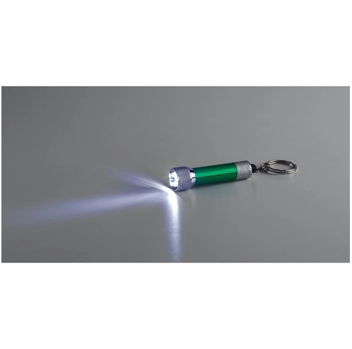 green LERGAN. Llavero de aluminio con linterna de 3 LED
