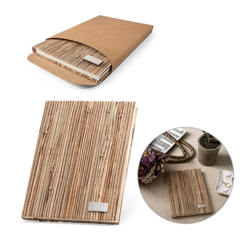 NERUDA. Libreta A5 con tapa dura en fibra de paja natural