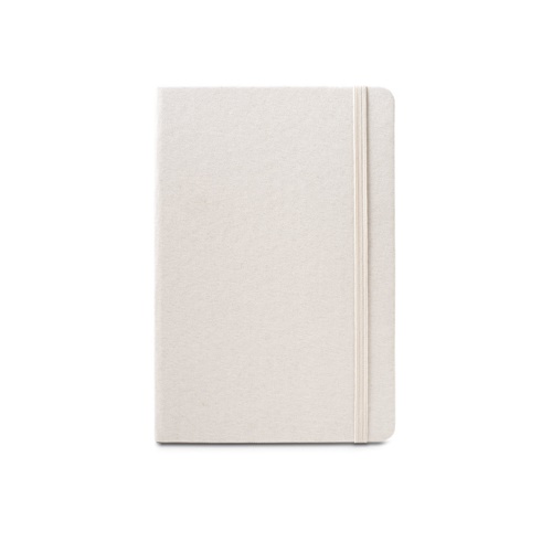 beige BOYD. Bloc de notas A5 hecha en poliéster reciclado (100% rPET) con hojas rayadas