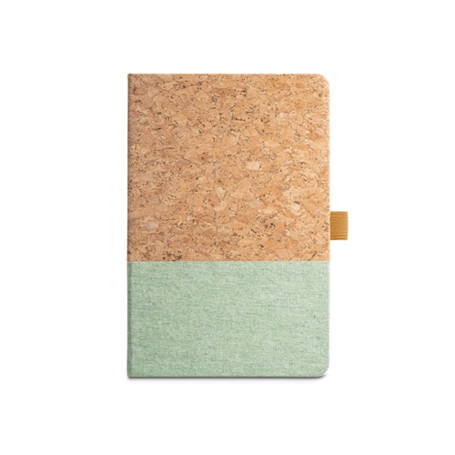 verde claro KLEE. Cuaderno A5 de corcho y lino con hojas rayadas